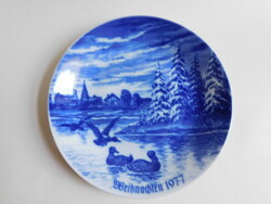 Lichte cobalt painted limited edition Christmas decorative plate with wild ducks 1997