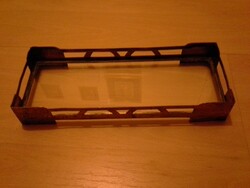 Art Nouveau glass tray with copper frame