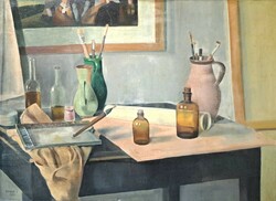 Veronika Ember: studio still life, 1951 (oil, canvas) Bernáth Aurél, student, female painter