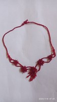 Red glass pearl jewelry, filigree women's necklace