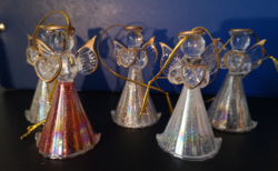 5 db csodás karácsonyi üveg angyal szívvel 3-féle színben 7,5 cm, hibátlan