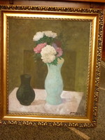 Eladó Gábor Móric: Virágcsendéletes című olajvászon festménye