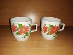 Pair of Zsolnay porcelain poinsettia mugs (28/d)