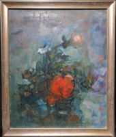Terbots Chechov: still life with flowers - featured in auction (oil painting in frame)