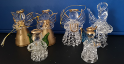 6 db csodás karácsonyi üveg angyal különböző színekben 3,5-4,5 cm, hibátlan