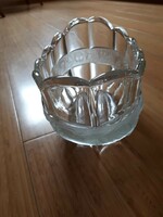 Thick glass vase with rose decoration, table centre, offering