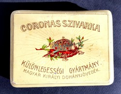 Antik Coronas szivarka fém doboz
