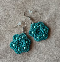 Gerbera crochet earrings emerald