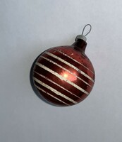 Régi csíkos üveg gömb karácsonyfa dísz