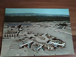 2 postcards in one, Zurich and Frankfurt Airport, used