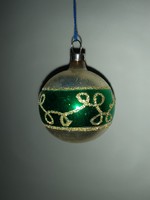 Régi csillámporos üveg gömb karácsonyfa dísz