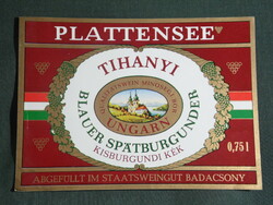 Wine label, Badacsony winery, Plattensee, Tihany Little Burgundy blue
