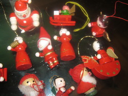 Wooden red Christmas tree decoration 12 pcs