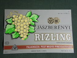 Wine label, Budafok winery, wine farm, Jászberény Riesling white wine