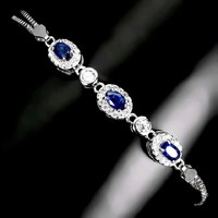 Marked 925 silver bracelet with sapphire gemstone