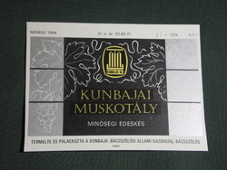 Wine label, bácszőlős winery, wine farm, muscat wine from Kunbaja