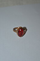 Retro copper ring with dark red stone