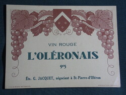 Wine label, French, vin rouge l'oleronais red wine