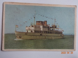 Régi képeslap: hajó a Balatonon - 50-es évek