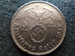 Germany swastika .625 Silver 2 imperial marks 1938 e (id66190)