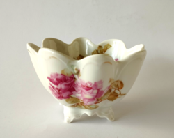 Mz Altrohlau pink porcelain bowl with legs, offering from the early 1900s