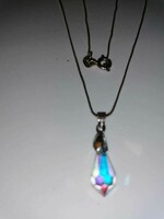 Italian silver chain with aurora borealis crystal pendant