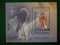 2020. 100 éve született Szent II. János Pál pápa - blokk szett **