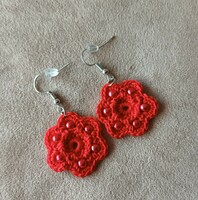 Gerbera crochet earrings red