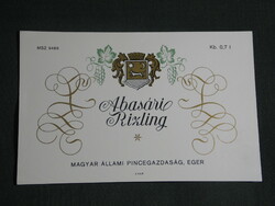 Wine label, eger cellar farm, Abasár Riesling white wine