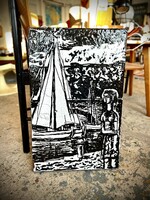 Retro sailing enameled picture, wall picture, blackboard