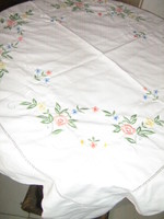 Beautiful vintage floral machine embroidered tablecloth