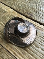 Antique large copper hat brooch