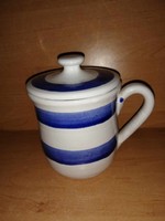 Blue striped mug with lid (26/d)