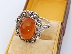 Old Soviet silver ring with carnelian stone (875)