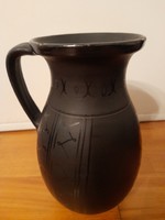 Black ceramic vase by Imre Karda