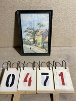 Kelemen Gy. festménye a Tabánról, Hadnagy u. 1924-ből, 21 x 31 cm-es. 0471