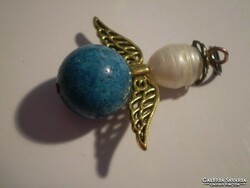 3cm-esten. Pearl-turkenite angel necklace, cheap fixed price.
