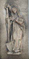 Saint Gertrude bronze wall plaque, relief