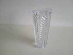 Retro old thick-walled ribbed Czech glass mid-century vase