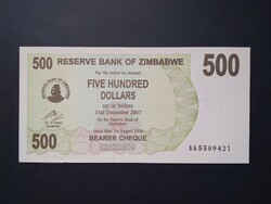 Zimbabwe 500 Dollár 2006 Aunc+