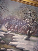 Winter forest - oil on canvas, signed (50x70)