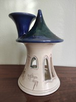 Zsuzsa Morvay applied art hobbit cottage shape ceramic candle holder