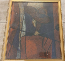 (K) interesting cubist painting with a 56x66 cm frame with a condor mark