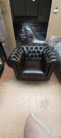 New brown / burgundy leather chesterfield sofa set, armchair can be ordered.