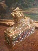 ANTIK ARANYOZOTT FAJANSZ OROSZLÁN, KUTYA AKCIÓ !!