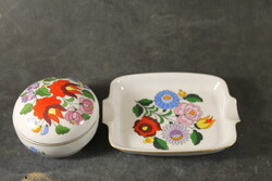 Kalocsai pattern porcelain tray and bonbonnier 346