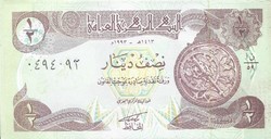 0.5 1/2 Half dinar dinars 1993 Iraq unc