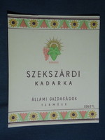 Wine label, Budafok winery, wine farm, Szekszárd Kadarka wine