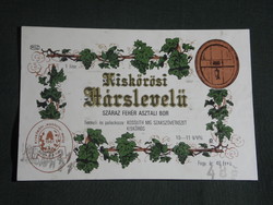 Wine label, Kiskőrös kossuth mgsz, winery, wine farm, Kiskőrös lime leaf wine