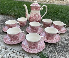 Angol 6 személyes teáskészlet készlet csésze kanna cukortartó porcelán hagyaték